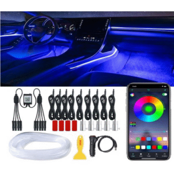 LEDCARE Car LED Strip Lights, RGB Car Interior Lights, 16 Million Colors 9 in 1 with 236 inches Fiber Optic, Ambient Lighting Kits, Sound Active Function and Wireless APP Control