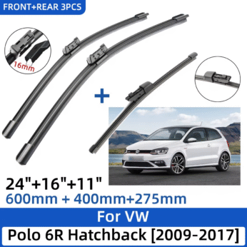 Set Fshirëse Xhami VW Polo 6R 2009–2017 24″ + 16″ (600mm + 410mm)