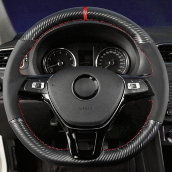 Mbështjellës Timoni me Qepje – Carbon Alcantara Red
