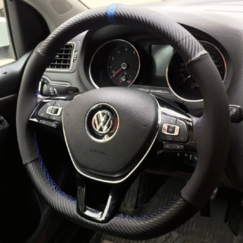 Mbështjellës Timoni me Qepje – Carbon Alcantara Blue